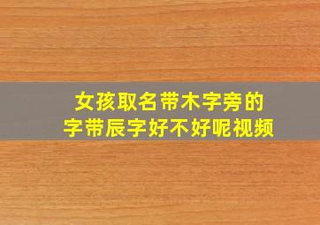 女孩取名带木字旁的字带辰字好不好呢视频