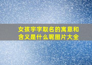 女孩宇字取名的寓意和含义是什么呢图片大全