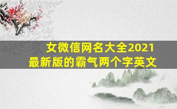 女微信网名大全2021最新版的霸气两个字英文