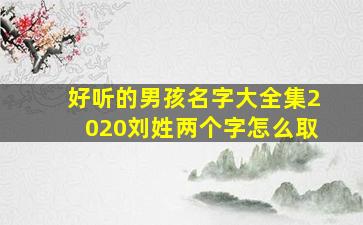 好听的男孩名字大全集2020刘姓两个字怎么取