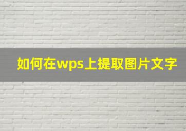 如何在wps上提取图片文字