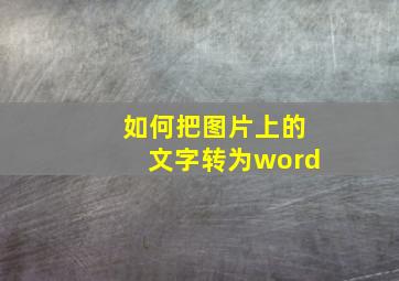 如何把图片上的文字转为word