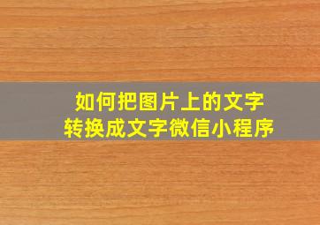 如何把图片上的文字转换成文字微信小程序