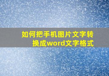 如何把手机图片文字转换成word文字格式