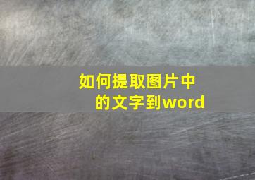 如何提取图片中的文字到word