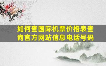 如何查国际机票价格表查询官方网站信息电话号码