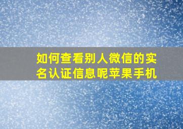 如何查看别人微信的实名认证信息呢苹果手机