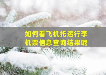 如何看飞机托运行李机票信息查询结果呢