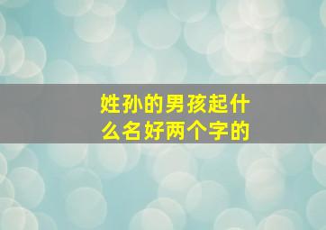 姓孙的男孩起什么名好两个字的