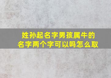 姓孙起名字男孩属牛的名字两个字可以吗怎么取