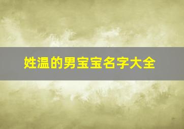 姓温的男宝宝名字大全