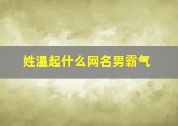 姓温起什么网名男霸气