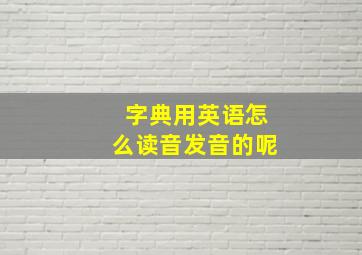 字典用英语怎么读音发音的呢