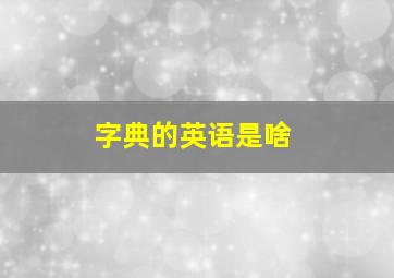 字典的英语是啥