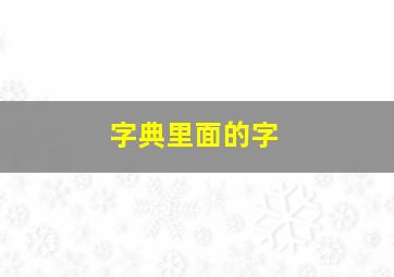 字典里面的字