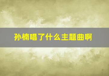 孙楠唱了什么主题曲啊