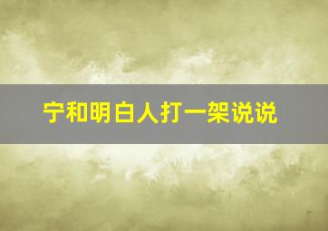 宁和明白人打一架说说