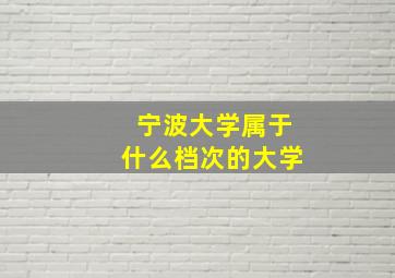 宁波大学属于什么档次的大学