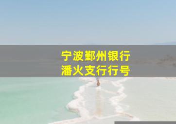 宁波鄞州银行潘火支行行号