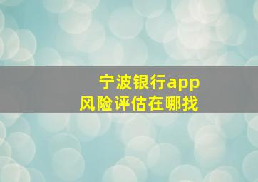 宁波银行app风险评估在哪找