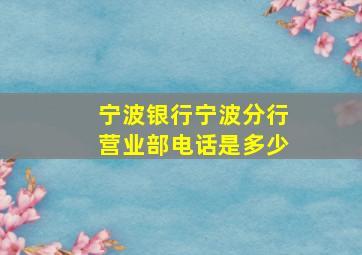 宁波银行宁波分行营业部电话是多少