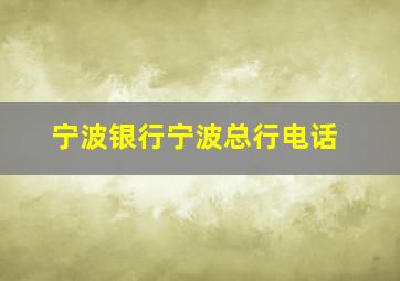 宁波银行宁波总行电话