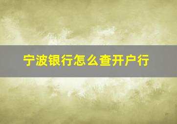 宁波银行怎么查开户行