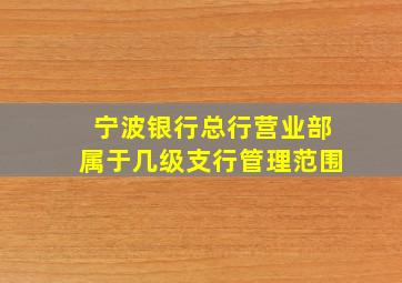 宁波银行总行营业部属于几级支行管理范围