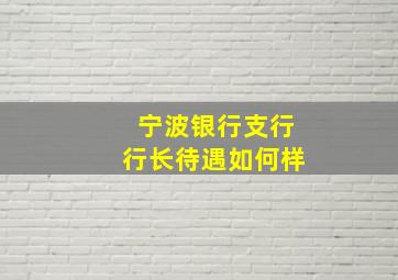 宁波银行支行行长待遇如何样