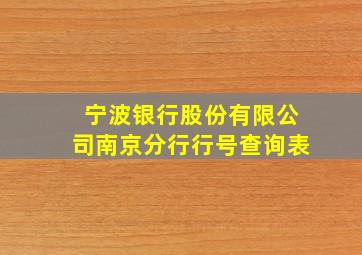 宁波银行股份有限公司南京分行行号查询表