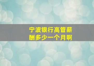 宁波银行高管薪酬多少一个月啊