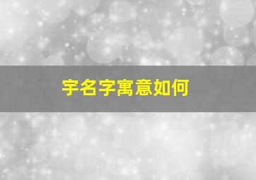 宇名字寓意如何