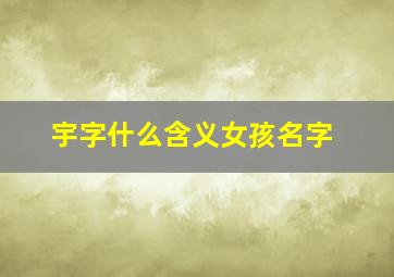 宇字什么含义女孩名字