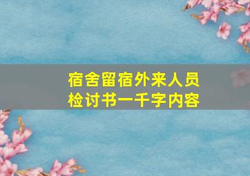 宿舍留宿外来人员检讨书一千字内容