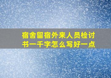 宿舍留宿外来人员检讨书一千字怎么写好一点