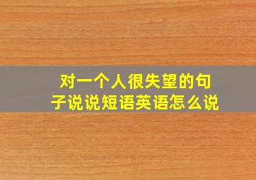 对一个人很失望的句子说说短语英语怎么说