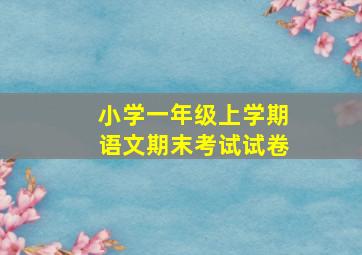 小学一年级上学期语文期末考试试卷