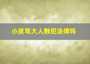 小孩骂大人触犯法律吗