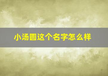 小汤圆这个名字怎么样