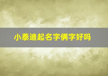 小泰迪起名字俩字好吗