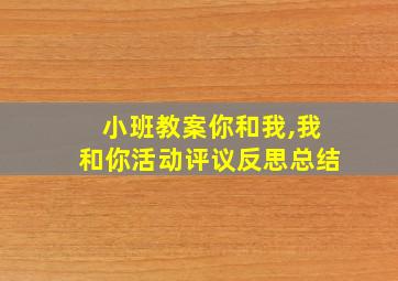 小班教案你和我,我和你活动评议反思总结