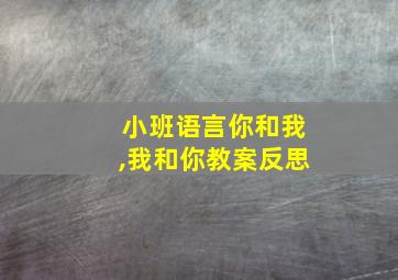 小班语言你和我,我和你教案反思