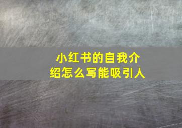 小红书的自我介绍怎么写能吸引人