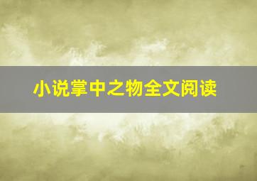 小说掌中之物全文阅读