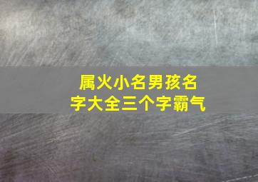 属火小名男孩名字大全三个字霸气