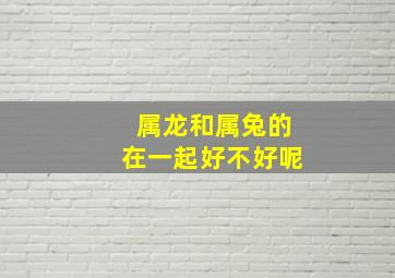 属龙和属兔的在一起好不好呢