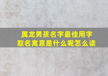 属龙男孩名字最佳用字取名寓意是什么呢怎么读