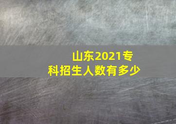 山东2021专科招生人数有多少