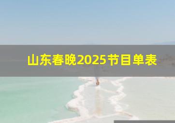 山东春晚2025节目单表