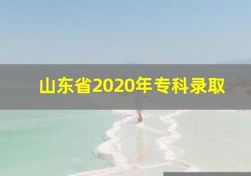 山东省2020年专科录取